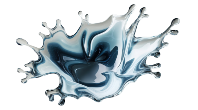 Splashing water creating a crown shape on transparent background