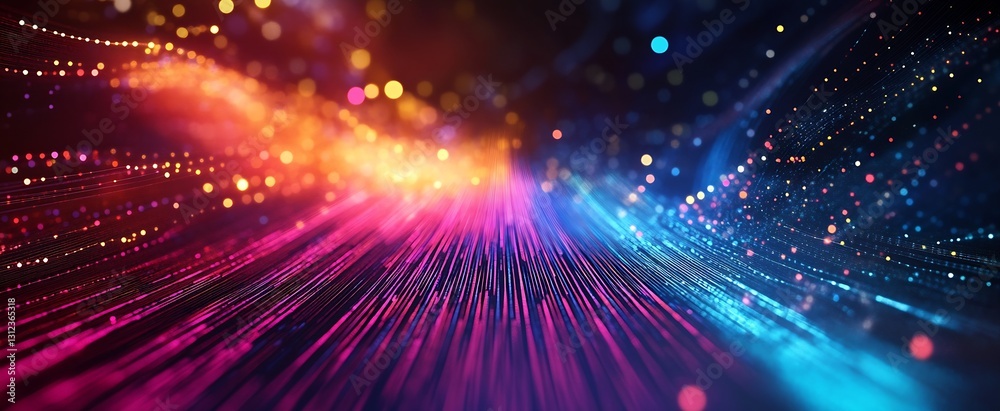 Poster Colorful streams of light creating a mesmerizing abstract data visualization effect : Generative AI