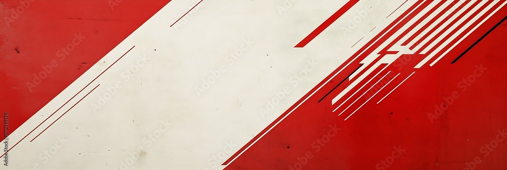 Fototapete Dynamic background design featuring striking diagonal red and white lines for modern visuals : Generative AI