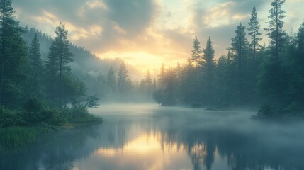 Fototapeta premium Foggy Forest 