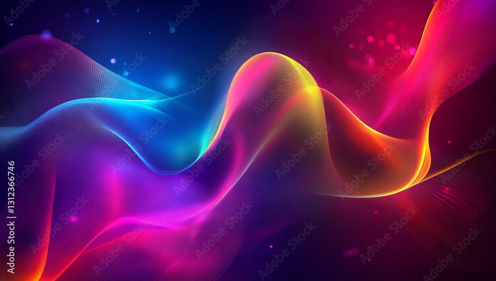 Poster Vivid and colorful waves of light in shades of pink and blue creating a stunning abstract display : Generative AI