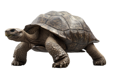 A Resilient Tortoise Crawling Steadily, Its Shell Bearing the Marks of Wisdom Isolated on transparent background PNG