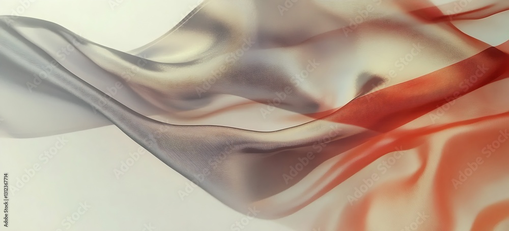 Aufkleber Fluid Red and Blue Silk Fabric Creating Abstract Artistic Composition with Gentle Waves : Generative AI