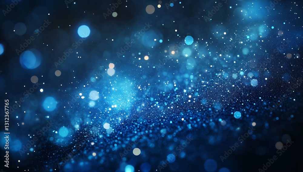 Aufkleber Beautiful blue bokeh background with sparkling lights creating a dreamy atmosphere of depth and dimension : Generative AI