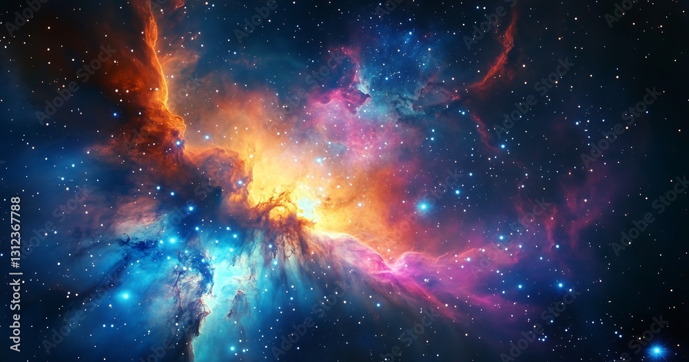 Fototapete dazzling nebula featuring an explosion of colors and celestial magic floating in the vast universe :
