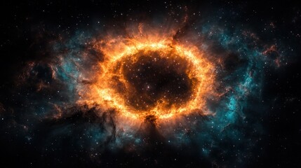 Cosmic Ring Nebula: Fiery Celestial Dance in Deep Space