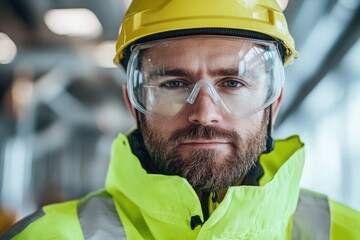 workplace professional wearing safety gear demonstrates proper equipment highlighting safety and health at work principles