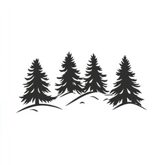 Obraz premium Majestic Evergreens on a Snowy Hill Winter Landscape Illustration