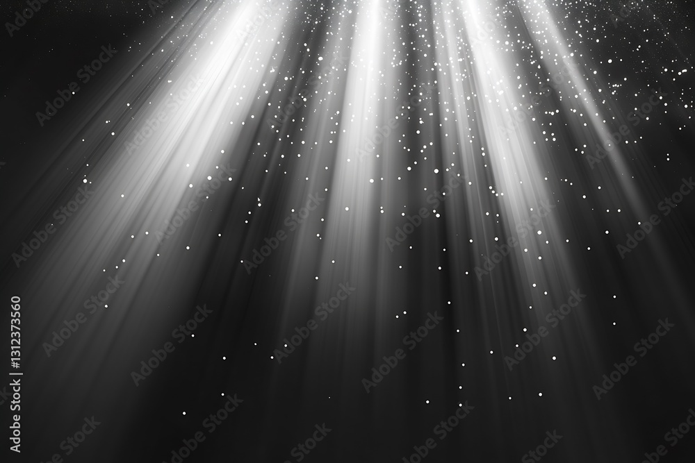 Aufkleber Soft Light Rays with Fine Particles Falling Against a Dark Backdrop : Generative AI
