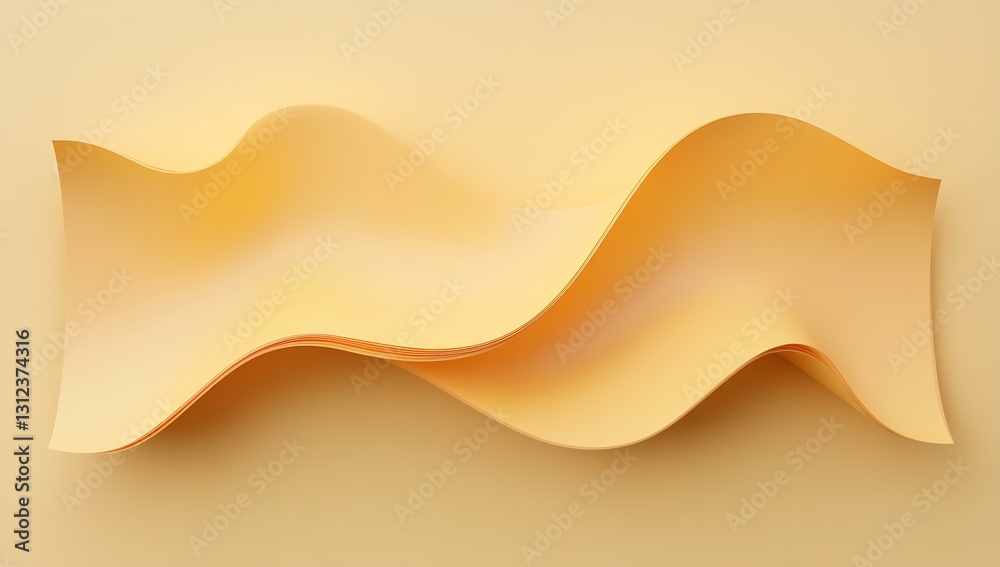 Leinwandbilder Sleek flowing waves of yellow paper creating a visually appealing abstract design : Generative AI