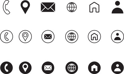 Useful vectro icon set, home, call, mail, global, people