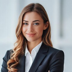 Confident Businesswoman Smiling for Career and Project Management on a White Background