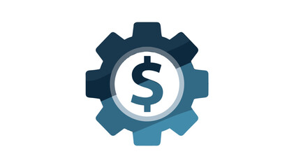 Obraz premium Gear with dollar sign icon on white background.