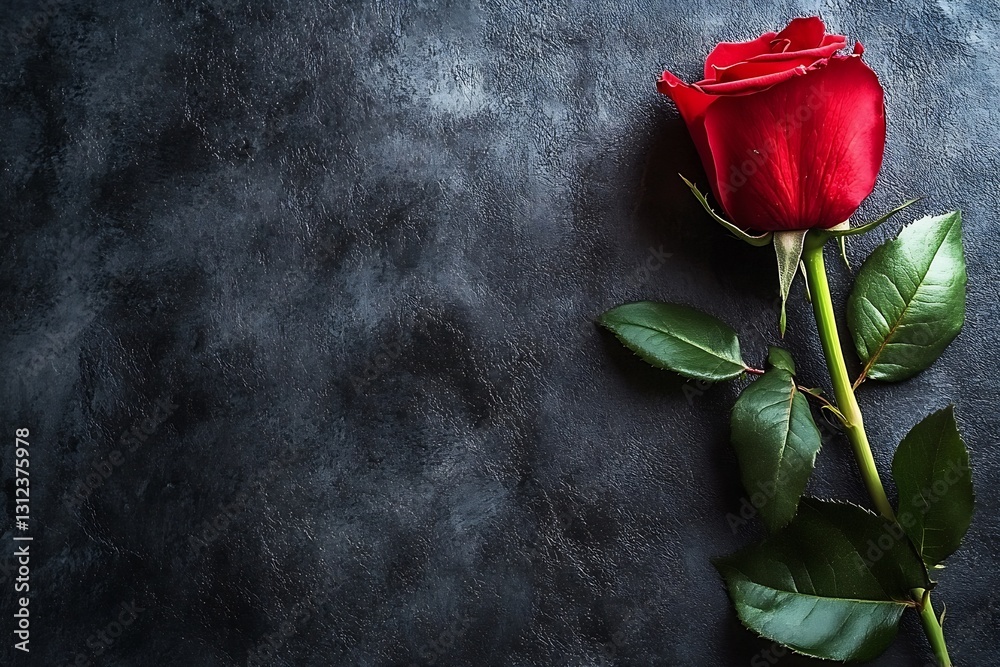 Poster stunning red rose elegantly arranged on a dark textured background for a romantic touch : generative