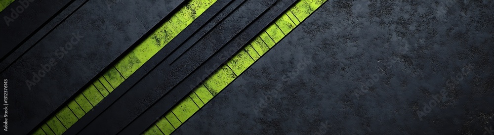 Leinwandbilder Dynamic abstract background featuring black and green striped patterns creating a vivid contrast : Generative AI