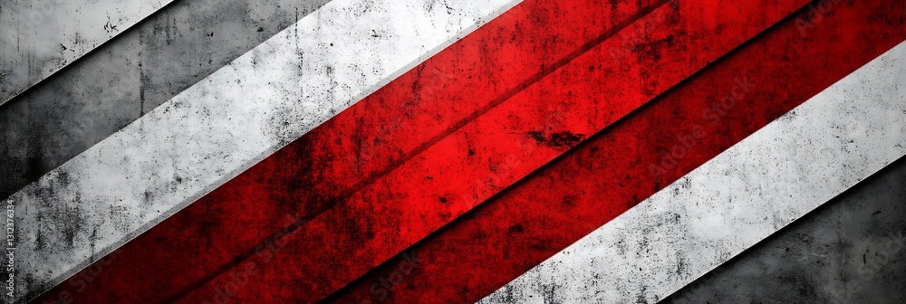 Poster Eye-catching red and white striped pattern with a weathered look for stylish applications : Generative AI