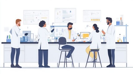 Team of researchers collaborating in laboratory for scientific breakthrough