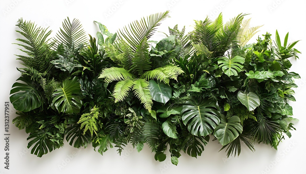 Poster Vibrant Display of Lush Tropical Plants Creating a Refreshing Green Background Ideal for Creative Projects : Generative AI