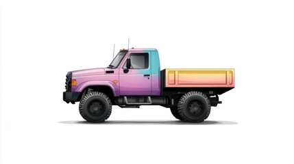 Pastel-colored pickup truck with an open bed, shown in profile view on a white background.