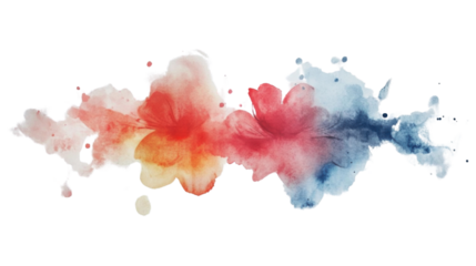 Watercolor painting forming colorful flower petals on transparent background