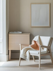 Fototapeta premium Cozy corner with minimalist design and natural light in a modern home interior