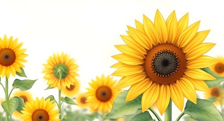 Obraz premium sunflowers on a white background