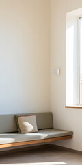 Fototapeta premium Simple and modern interior design of a bright corner living space with natural light