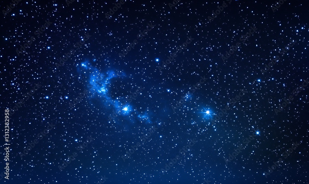 Poster stunning view of a galaxy swirling with bright blue light surrounded by countless stars in the vast 