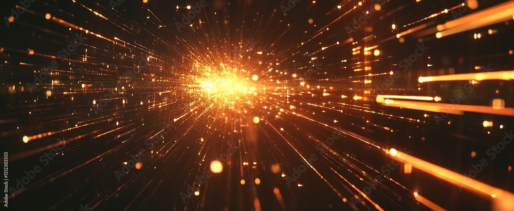 Poster Stunning burst of radiant light and glowing particles creating an energetic visual effect : Generative AI