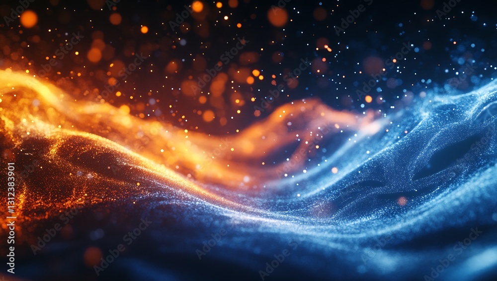 Leinwandbilder stunning abstract movement capturing the essence of color flow with glowing orange and blue effects 