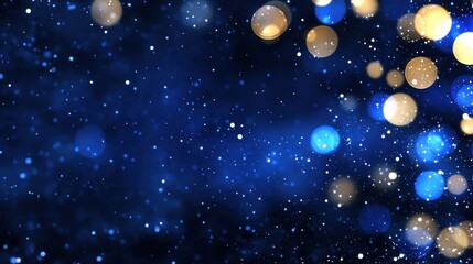 Obraz premium Abstract Blue and Gold Bokeh Background: Festive Sparkle