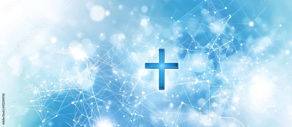 Aufkleber dreamy abstract blue background with lines and glowing symbols for health and medical innovation con