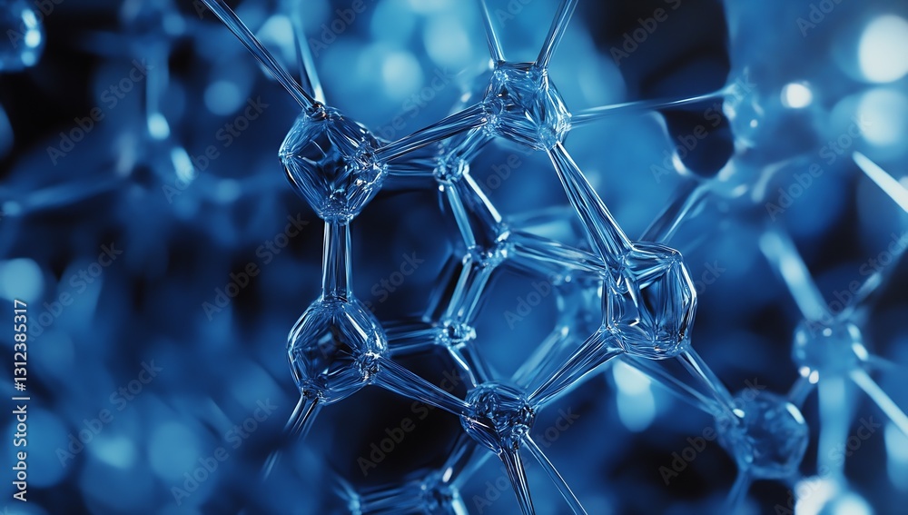 Leinwandbilder Vibrant molecular structure showcasing intricate connections in a high-tech environment highlighted in blue tones : Generative AI