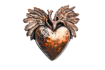 A bronze heart with wings a symbol of love loss and resilience