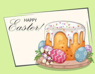 A beautiful Easter cake with colored eggs.