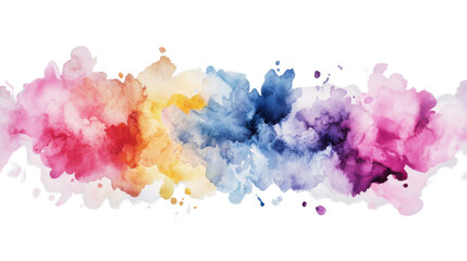 Fototapeta premium Colorful watercolor splashes creating a vibrant design on transparent background