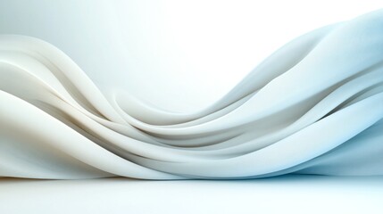 Obraz premium Abstract Blue and White Draped Fabric Wave Background