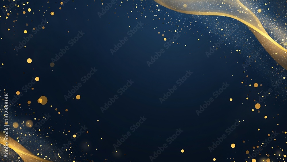 Poster Elegant golden wave patterns with bokeh lights creating a serene background perfect for celebrations and parties : Generative AI