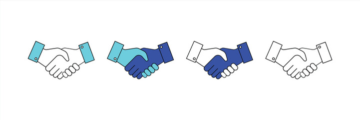 Handshake icon set for business and agreements