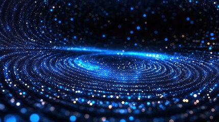 Abstract Blue Nebula: Cosmic Spiral of Sparkling Stardust