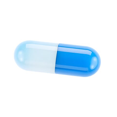 drug or pill blue and white realistic 3D isolated on transparent background. generative ai