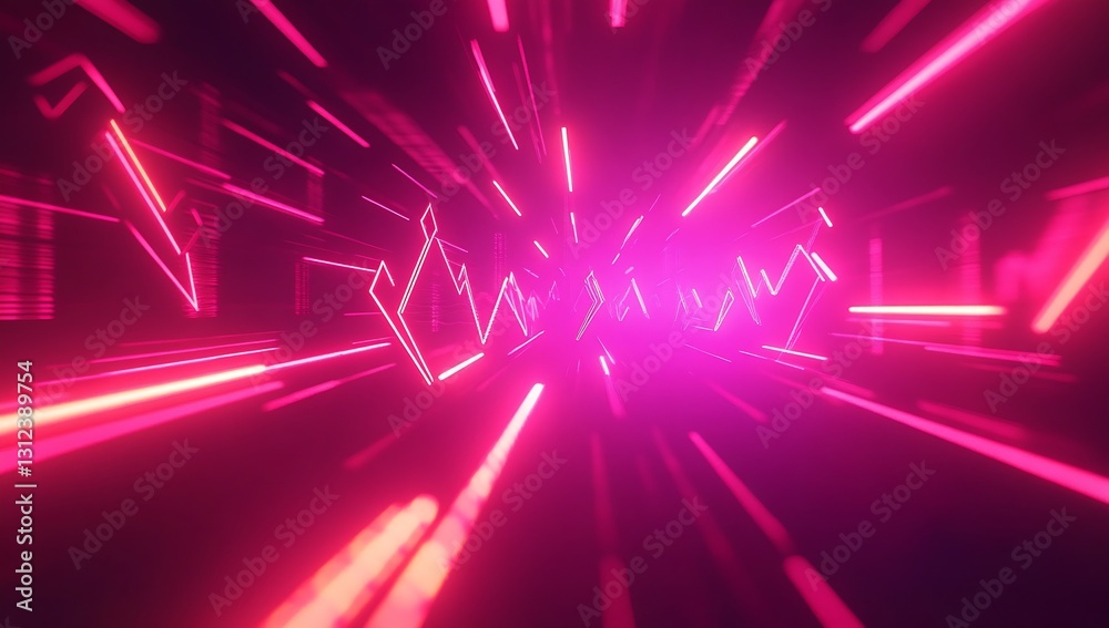 Poster Vibrant Pink Background with Dynamic Visuals Representing Speed and Growth in Finance and Business Development : Generative AI