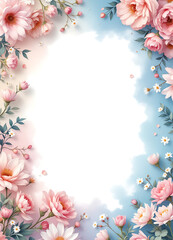 Fototapeta premium White page with pastel cloudy sky border