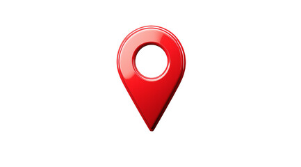 Fototapeta premium 3D red location pin icon with a sleek design, isolated on a transparent background. High-resolution vector illustration with sharp details, perfect for maps and navigation graphics.