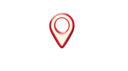 3D red location pin icon with a sleek design, isolated on a transparent background. High-resolution vector illustration with sharp details, perfect for maps and navigation graphics.