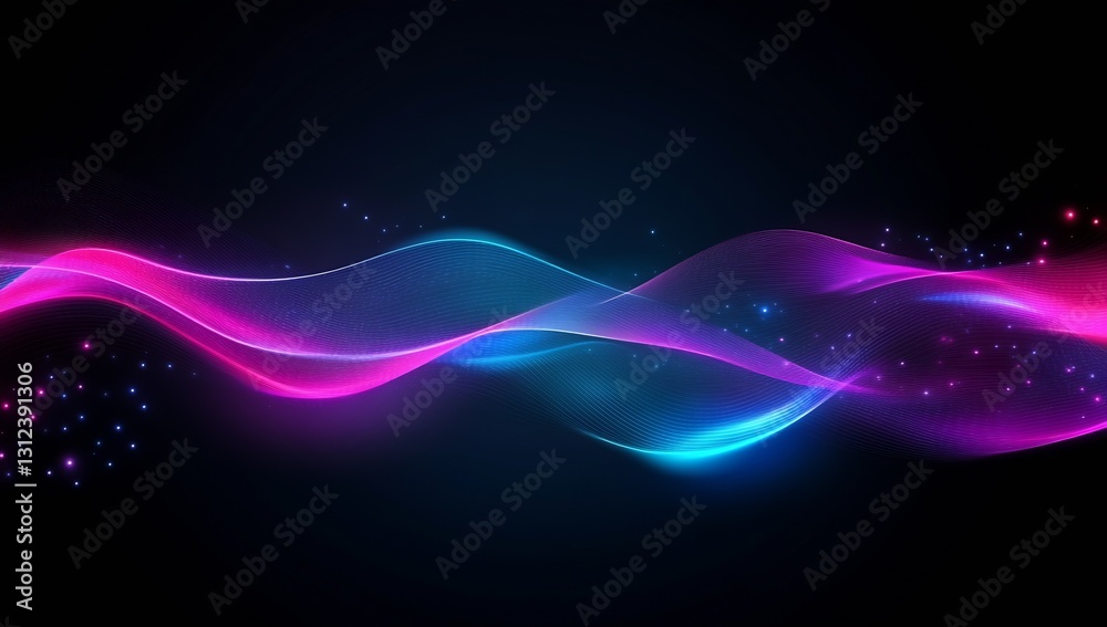 Aufkleber Smooth Gradient Waves with Soft Light Effects Creating a Calming Atmosphere Against a Dark Backdrop : Generative AI