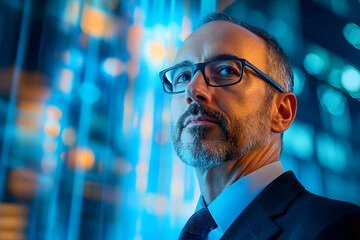 Leadership portrait with architectural elements