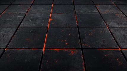 Fototapeta premium Glowing Lava Stone Tiles: A Futuristic Perspective