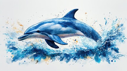 Fototapeta premium dolphin clipart watercolor illustration artistic illustration detailed illustration
