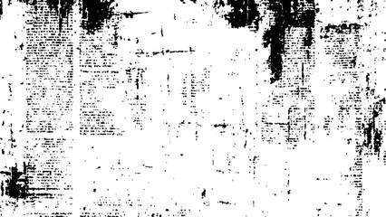 Newspaper with old grunge vintage unreadable paper texture background. Vector white and black newspaper paper grunge vintage old aged texture with fragments of newspaper text Transparent background.